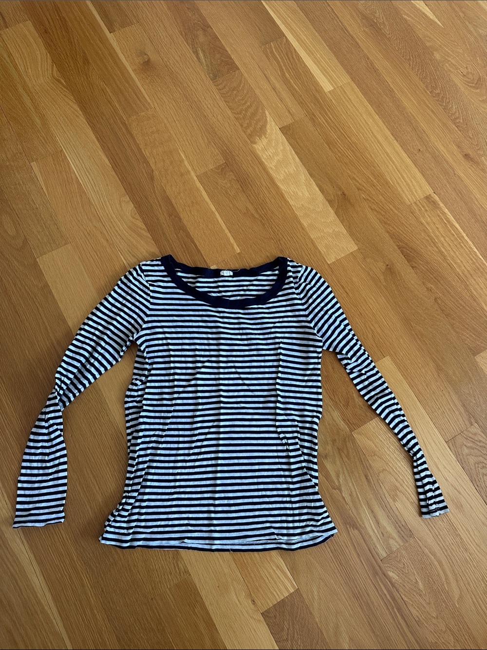 J. Crew Navy and White Striped Scoop Neck Tee